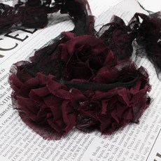 [마이원단] sc2972 쉬폰 플라워 레이스 와인, 1개