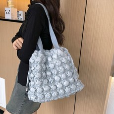 엠보싱 스트링 다이아 엠보 숄더 패딩 가방 토트백 보부상백 큰가방 여성 여자 에코백 기저귀가방 천가방, 브라운