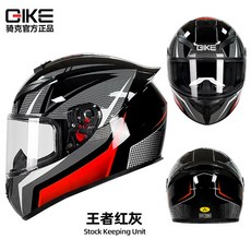 【無品牌】-騎克摩托車頭盔男女冬季個性電動車安全帽四季騎士藍牙機車全盔, 1個, 王者紅灰
