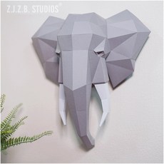 코끼리 종이접기 3D입체 페이퍼트로피 DIY 벽걸이 아기방 거실 인테리어 소품, 1개, p0024 코끼리 종이접기