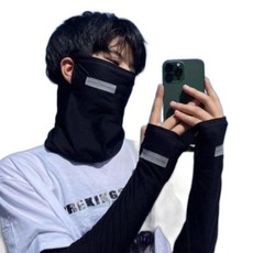 쿨 자외선 차단 귀걸이 골프 자전거 라이딩 햇빛가리개 안면 마스크, 차콜