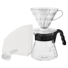 하리오 V60 커피 입문 핸드드립 세트, 600ml, 1세트, 서버 + 드리퍼 + 계량스푼 + 여과지 40p