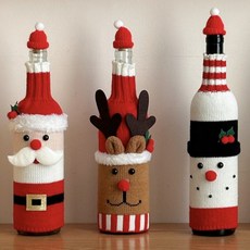 까사리꼬 크리스마스 와인커버 와인병장식, 1개, 커버 3종