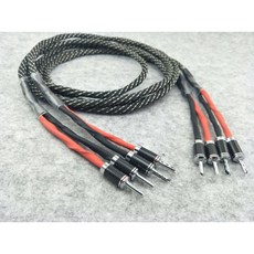 (升級版) 美國105芯 鍍錫布線 2股單蕊鍍銀 鍍銠碳纖維香蕉插 喇叭線 (一對2條), 1個, 升級版 Bi-wire  3米/對