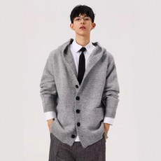 남자 프리미엄 브이넥 가디건 빅사이즈 오버핏 후드 니트 가디건