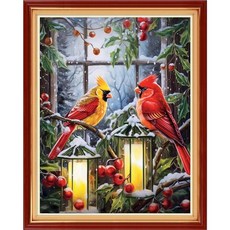 초보자를 위한 레드싱 스탬핑 크로스 키트 자수 다양한 패턴 스타터 DIY 프린트 바늘 포인트 11CT - 피콕 플라워 16x20 인치, Arts patterns18, 1개