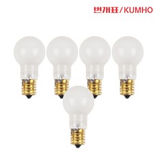 번개표 미니크립톤 전구 불투명 60W 불투명 E17 전구색 1개, 5개