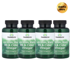 2+2 스완슨 레시틴 켈프 비타민B6 및 사이다 식초 240정, 4개