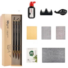 書法古韻毛筆套組 狼毫羊毫兼毫齊全 大中小楷 高級專用禮品, 1套, 大中小三支毛筆+禮盒+配件, 22cm