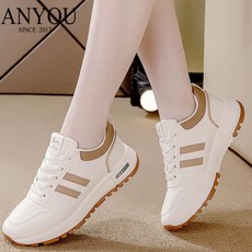 운동화 여성 가죽 봄가을 신상품 두꺼운 바닥 미끄럼 방지 신발