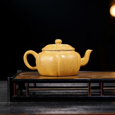 宜興紫砂壺家用泡茶器原礦高溫段泥手工還原燒菱花壺, 1個, 菱花壺250CC/高溫段泥