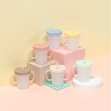에디슨 베이비 흘림방지 빨대컵 1+1, CU1332+CU3567 크림+베이지, 2개, CU1332+CU3567 크림+베이지, 200ml