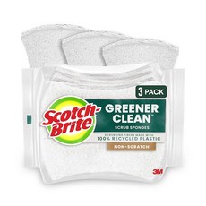 Scotch-Brite Greener Clean 긁힘 방지 스크럽 스폰지 접시 세척용 스폰지 주방 청소 우수한 성능 및 지속 가능한 소재로 제작 식기 세척기 사용 가능