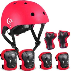 아동용자전거헬멧스케이트보드무릎패드-아동용헬멧팔꿈치패드손목가드조절가능만5~15세여아남아어린이보호장비세트스포츠사이클링자전거롤러스케이트스쿠터용125843, Small18.9"-21.26" / 3-8 years, red, 레드, 1개