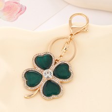 대어샵 행운 네잎 이쁜 클로버 키링 가방 장식품, 그린, 1개