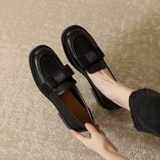 COSYEVNO 여성 로퍼 봄 가을 패션 빈티지 사각 헤드 미끄럼 방지 고무창 리본 메리제인 슈즈 lyjlfx18