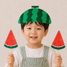 MMPP 수박놀이 수박데이 수박모자 수박소품 세트, 1개 1개