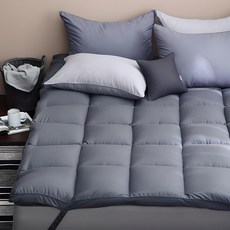 tacca tacca 超細纖維絎柔軟縫鬆緊帶式薄墊, 深灰色