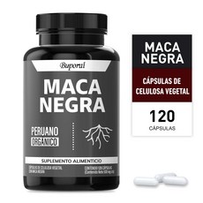 블랙 마카 | 캡슐당 유기농 페루산 블랙 마카 1000mg 함유 | 무설탕 - 비건 건강 보조 식품 - 비유전자변형 성분, 3개, 60정
