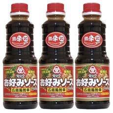 미츠와 아주 매운 취향 소스 420g 3병 매운맛 히로시마 명소 오코노미무라 전점 납품 상품 오코노미야키 소스 썬푸드(주)