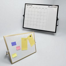 스탠드 양면 자석 미니 화이트보드 월별 계획표 스케줄표 달력, 골드, 골드
