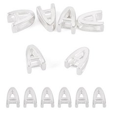 Magibeads 6피스 925 스털링 실버 할로우 레터 비즈 팔찌 미니 3D 글자 U 이니셜 알파벳 수평 구멍 참 주얼리 제작용 귀걸이 목걸이 공예용 290284 891023, 실버 A