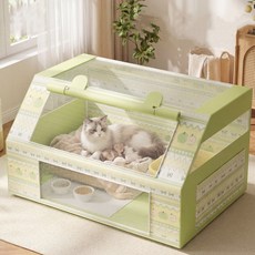 반려동물 산실 텐트하우스 강아지 고양이 분만실 접이식 출산 분만실 격리, 1개, 녹색
