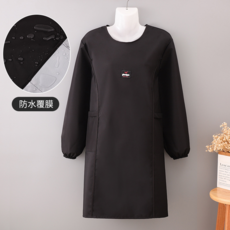 圍裙 防油防水長袖圍裙 罩衣, 黑色