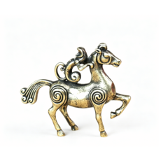 黃銅馬擺件 復古迷你桌面裝飾品, 馬上猴掛件 重約23g