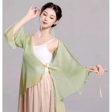 무용 치마 한국무용 의상 비즈 드레스 현대무용복 공연복, 1개, 윌로우그린 상의 + 캐미솔