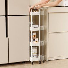 프레스룸 퍼펙트핏 딱맞게 넓이조절 틈새 이동식 선반 트롤리, 4단, 일반형