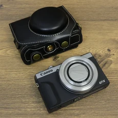 Canon Powershot G7X II Mark 3 스트랩이있는 고급 카메라 커버 용 Pu 가죽 케이스, 05 G7X III -Black