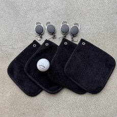 골프 볼타올 고급 블랙 양면+릴타올 세트 공 수건 셀프 라운딩 필드 공타월 캐디용품 버디나비, 4개, 검정