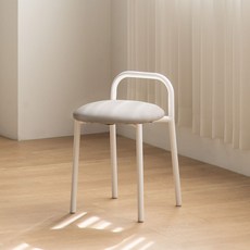 체리브 가비 보조스툴 심플 컬러 쿠션 화장대의자, 아이보리(화이트프레임), 1개