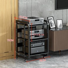 랙 음향 장비 선반 수납장 앰프 우퍼 수납 플로어, 3칸 A 블랙 프레임+블랙월넛 보드, 기본 색상