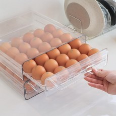 이지유 3세대 계란 한판 보관함 30구 대용량 서랍형 달걀 수납 트레이, 1개, 투명