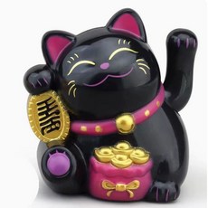 osshop 마네키네코 손흔드는고양이 카페 인테리어 소품 미니어처 장식 집들이 개업 선물, 블랙