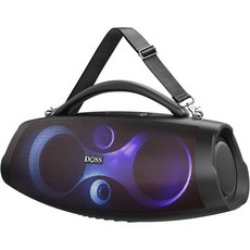 캠핑 스피커 포터블 감성 소형 DOSS 익스트림 붐 프로 D200 240W 피크 야외 스피커 펀치 베이스 26시간 플레이타임 비트 동기화 조명 BT5.4 스테레오 페어, Black, 검정