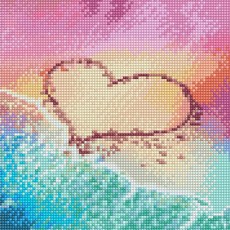 DIY공예 반짝이는 사랑 위에 새긴 캔버스 하트 25x25 보석십자수 모래 35895pc 1(pc), 색상