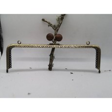 愛心手工材料鋪 木珠口金 25.5公分 大方形口金 雙耳口金 手工包材料, 1個, 25.5棕木方形木珠口金