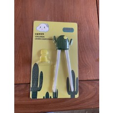 便攜兒童學習筷訓練寶寶吃飯輔食輔助筷創意兒童餐具卡通練習筷子, 1個, 兒童學習筷 仙人掌綠色:1個