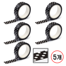 디자인마스킹 테이프 프린텍, 5개, 블랙도트