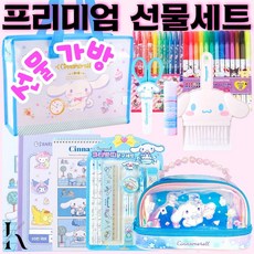 프리미엄 입학 신학기 선물 산리오 시나모롤 필통세트 가방세트 선물세트 초등학교 학용품 오로라 듀얼파우치 11종 조카 생일, 시나모롤 문구세트