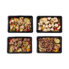 [샐러드보울] 체육관 도시락 4종 세트 프리미엄 단백질 고기듬뿍 직장인 혼밥 도시락, 360g, 4개