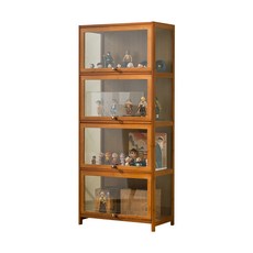 實木玻璃展示櫃：多層收納防塵展示架，收藏品展示櫃，實木材質，防塵設計，多層空間, 茶色