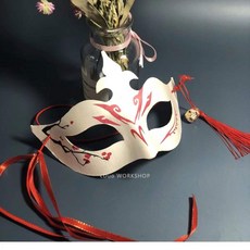 和風中國風面具半臉COS紙漿動漫兔子塑料可愛面具漫展兒童女, 半臉C/面具#, 1個