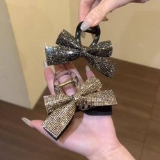 반짝이 왕리본 리본집게핀 올림머리 대왕 반묶음 _2025911110EA, ami 반짝이 리본집게핀 블랙