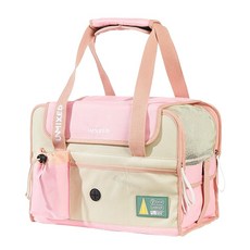 艾爾發寵物 UNMIXED 拼色系列寵物外出包 可展開式提袋 6色, 米+粉, 1個