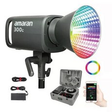 Amaran 300c RGB全彩COB持續燈 深灰色，專業攝影燈光，色彩豐富，高功率輸出，均勻柔和，可調色溫，輕巧便攜, 1個, Amaran 300c 深灰色套組
