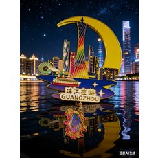 廣州 珠江夜遊 金屬冰箱貼, 如圖所示